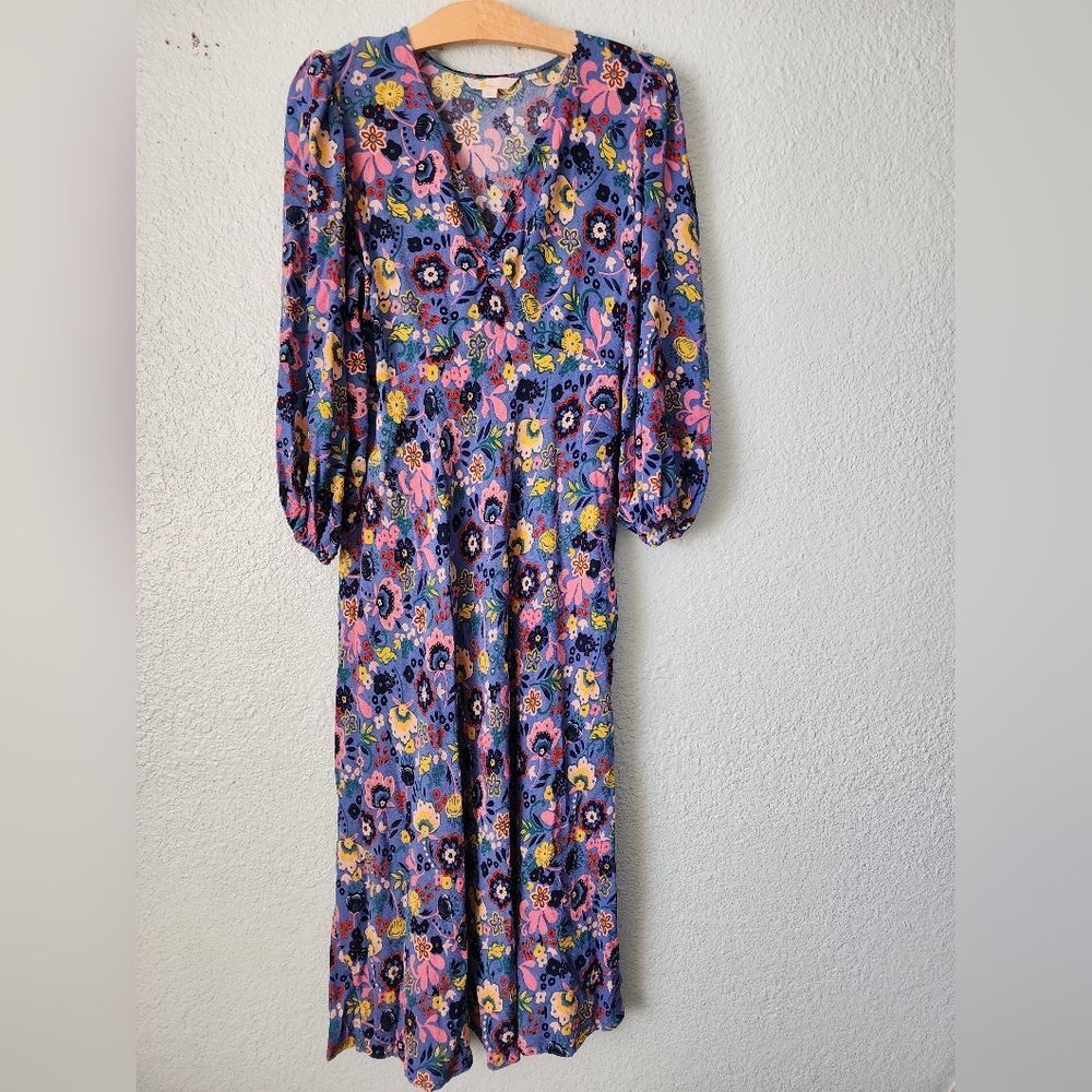 Boden Floral Long Sleeve Dress - Blue, Pink, Yellow